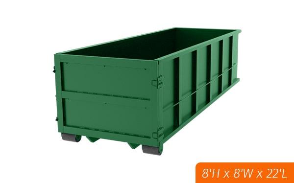 you can rent a forty-yard dumpster for commercial projects such as construction sites, office buildings, and warehouses